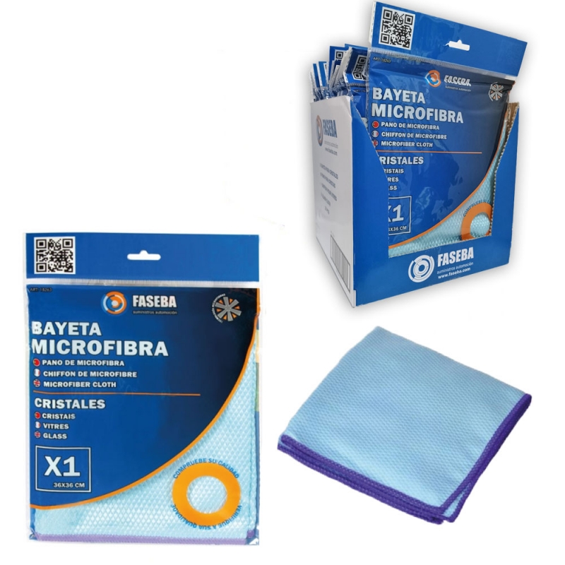 Pack de 4 bayetas de microfibra 30 x 30 cm. (interior + secado + cristales  + pulido)